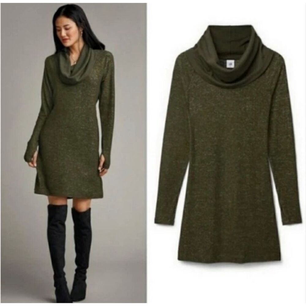 CAbi Solace Olive Green Cowl Neck Dress Size Medium #4016